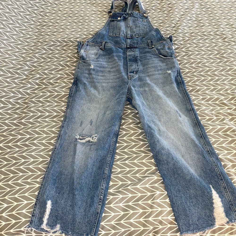 We the Free Distressed cropped overall SZ 27